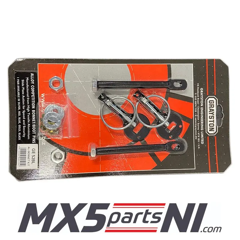 Grayston Alloy Competition Bonnet Pin Kit Black 1