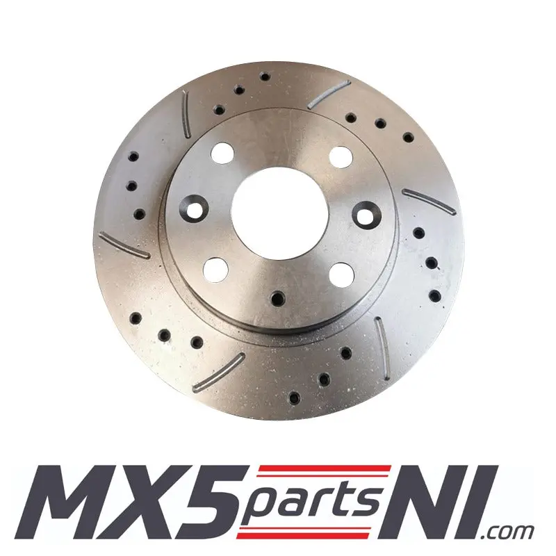 Mtec Front Drilled And Grooved Brake Discs Mx5 Mk1 1.8/Mk2 1.6, 1.8 1