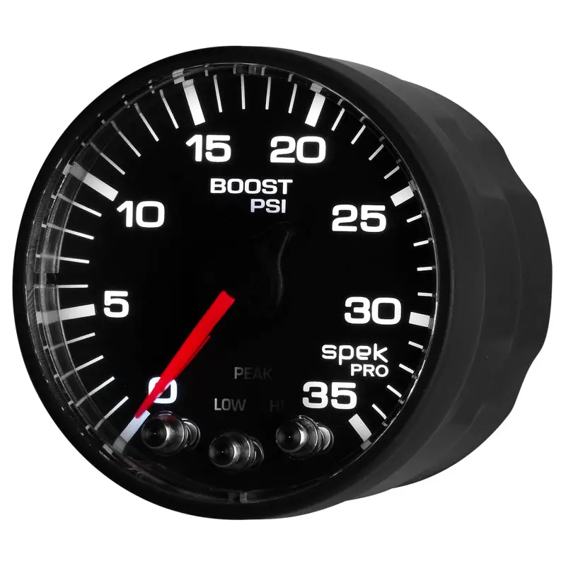 Autometer Spek-Pro Stepper Motor Boost Gauge – 2-1/16", 35 Psi, Black Dial/Bezel With Peak Hold & Warning 1