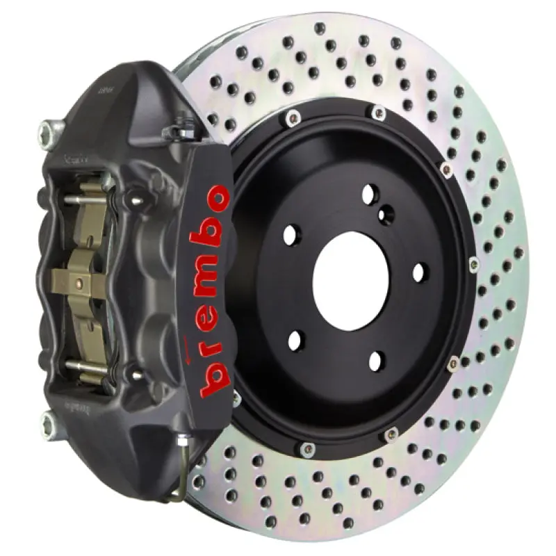 Brembo Gts Big Brake Kit For Infiniti G35 (2003–2006 Sedan/Coupe) & 350Z (2003–2008) – Rear: 4-Piston Calipers, 345X28Mm Two-Piece Drilled Rotors, Black Finish 1
