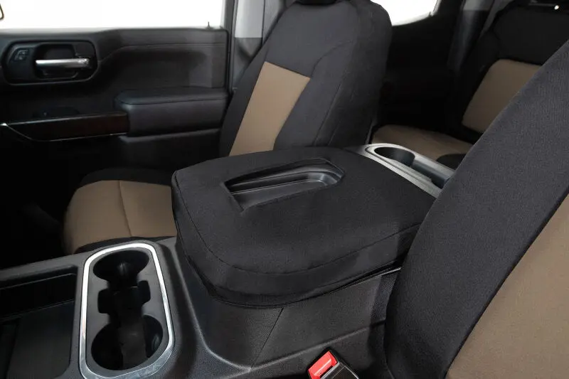 Covercraft Endura Precisionfit Seat Covers For 2016–2024 Nissan Titan – Front Row, Tan/Black 1