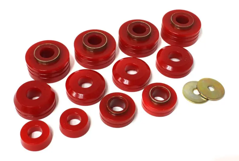 Energy Suspension Red Polyurethane Body Mount Kit For Front & Rear 4Wd/Fwd Vehicles 1