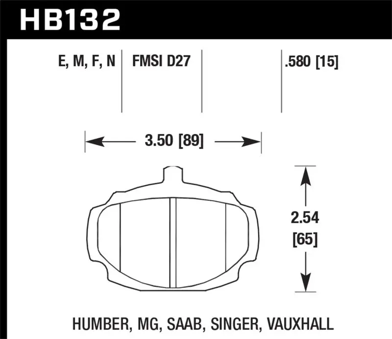 Hawk Performance Er-1 Brake Pads For 1962–1981 Mg Mgb Front Axle 1
