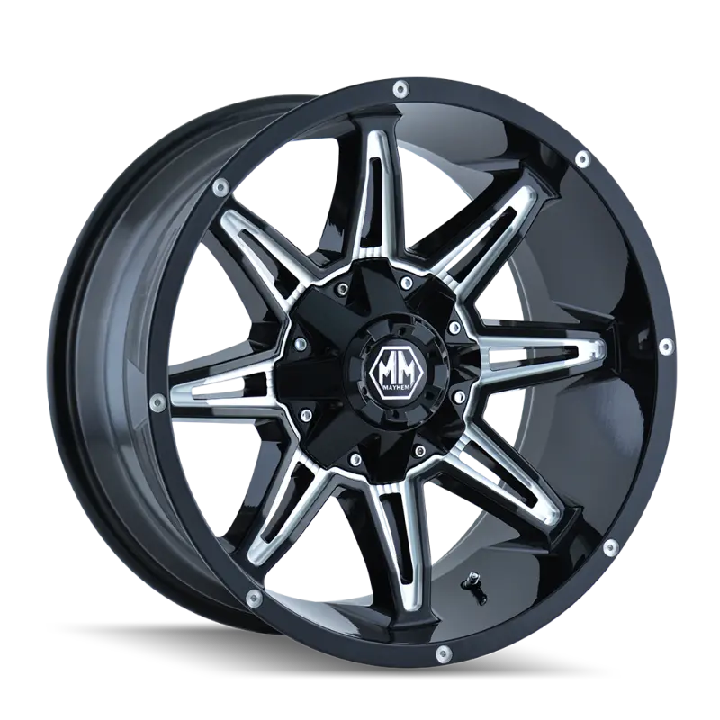 Mayhem Rampage 20X10" Gloss Black Milled Wheels – 8X170 Bolt Pattern, -25Mm Offset, 125.2Mm Hub Bore 1