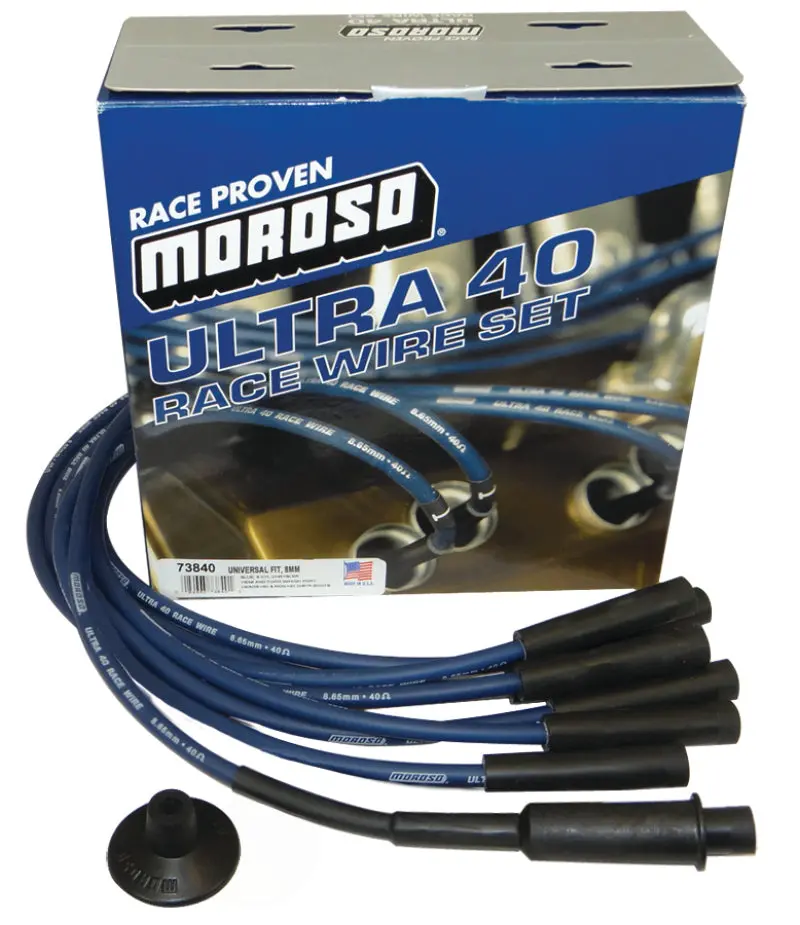 Moroso Ultra 40 Ignition Wire Set – Universal Fit For Mopar/Chrysler Engines With Hemi Cylinder Heads (Blue) 1