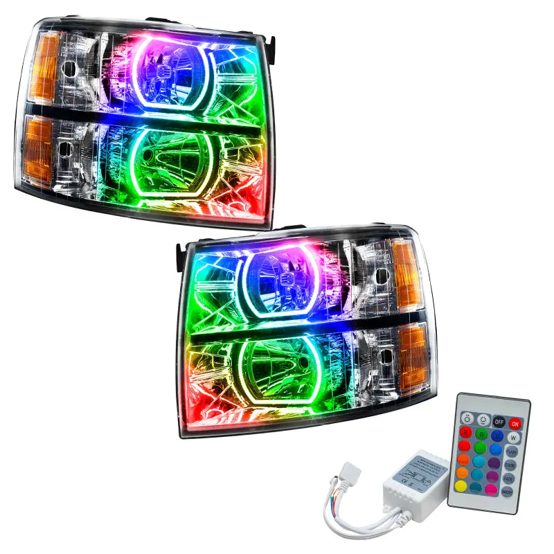 Oracle Colorshift Led Headlights For 2007–2013 Chevrolet Silverado – Square Design With Simple Controller 1