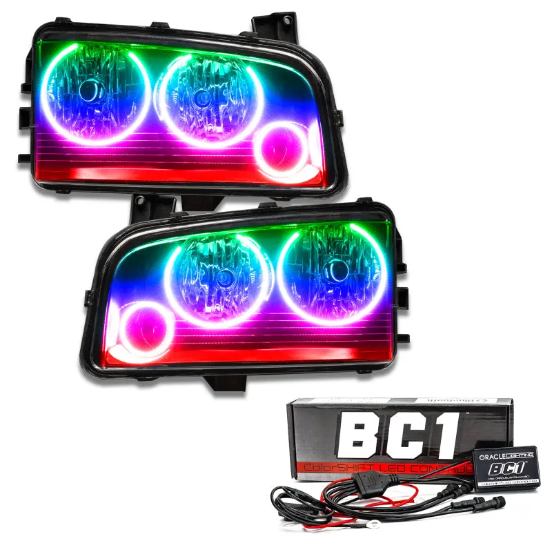 Oracle Triple Halo Led Headlights For 2005–2010 Dodge Charger – Colorshift Technology With Bc1 Controller 1