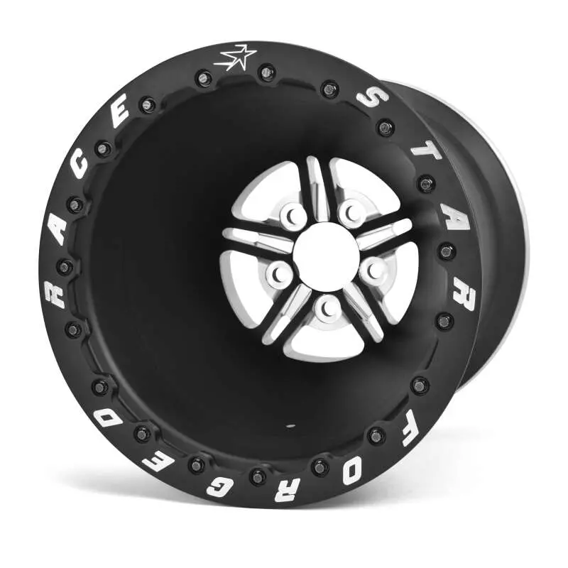 Race Star 63 Pro Forged 15X15 Dbl Sportsman 5X4.75 Bc / 2.00 Bs Wheel - Black Anodized/Machined 1