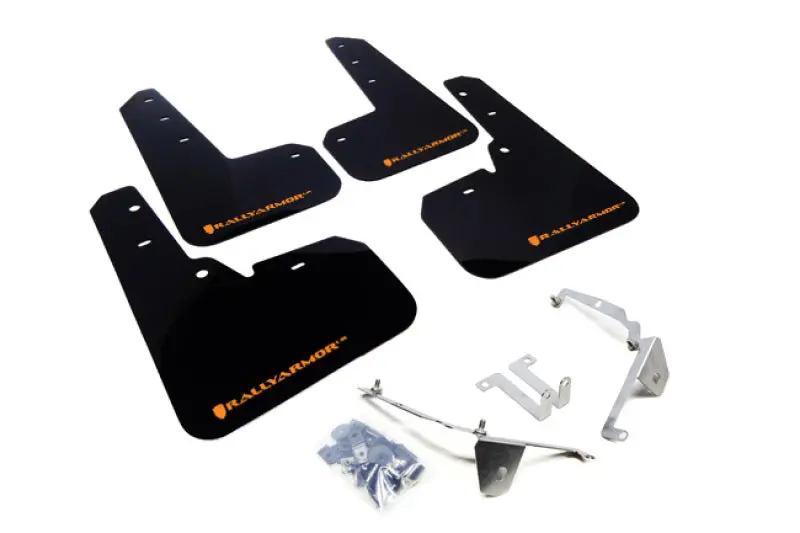Rally Armor Black Mud Flaps For 2013–2017 Subaru Xv Crosstrek – Orange Logo Accent 1