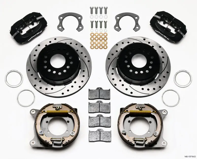 Wilwood Forged Dynalite Power-Brake Kit For Ford 8.8 Axle: Drilled Rotors, 2.5" Offset, 5-Lug Fitment 1