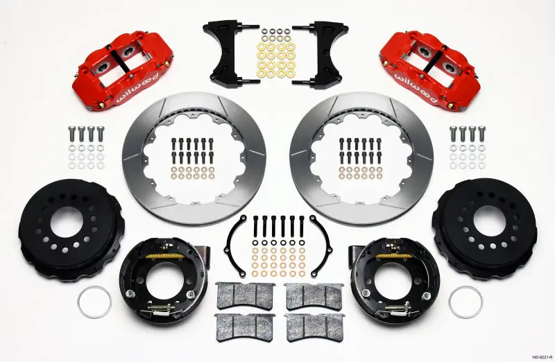 Wilwood Narrow Superlite 4R Rear Parking Brake Kit – 12.88In Red Calipers For 2005–2014 Mustang 1